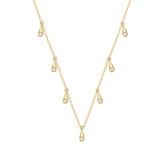 S925 Silver Choker Necklace with Water Drop Design