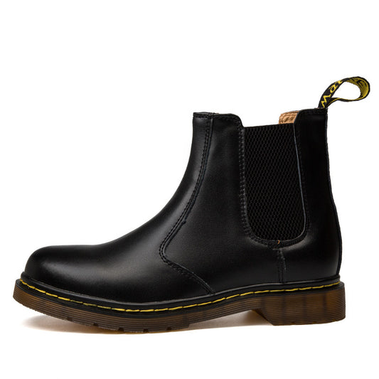 Women's Thick-Heeled Leather Martin Boots