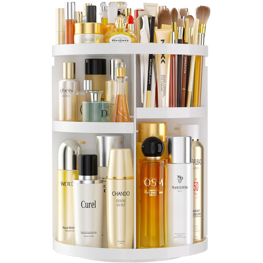360° Rotating Makeup & Skincare Organiser with Brush Holder