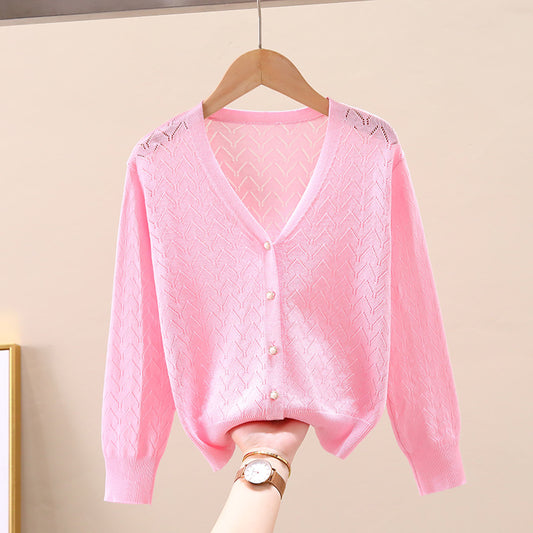 Children's Thin Knitted Cardigan UV Jacket for Ages 5