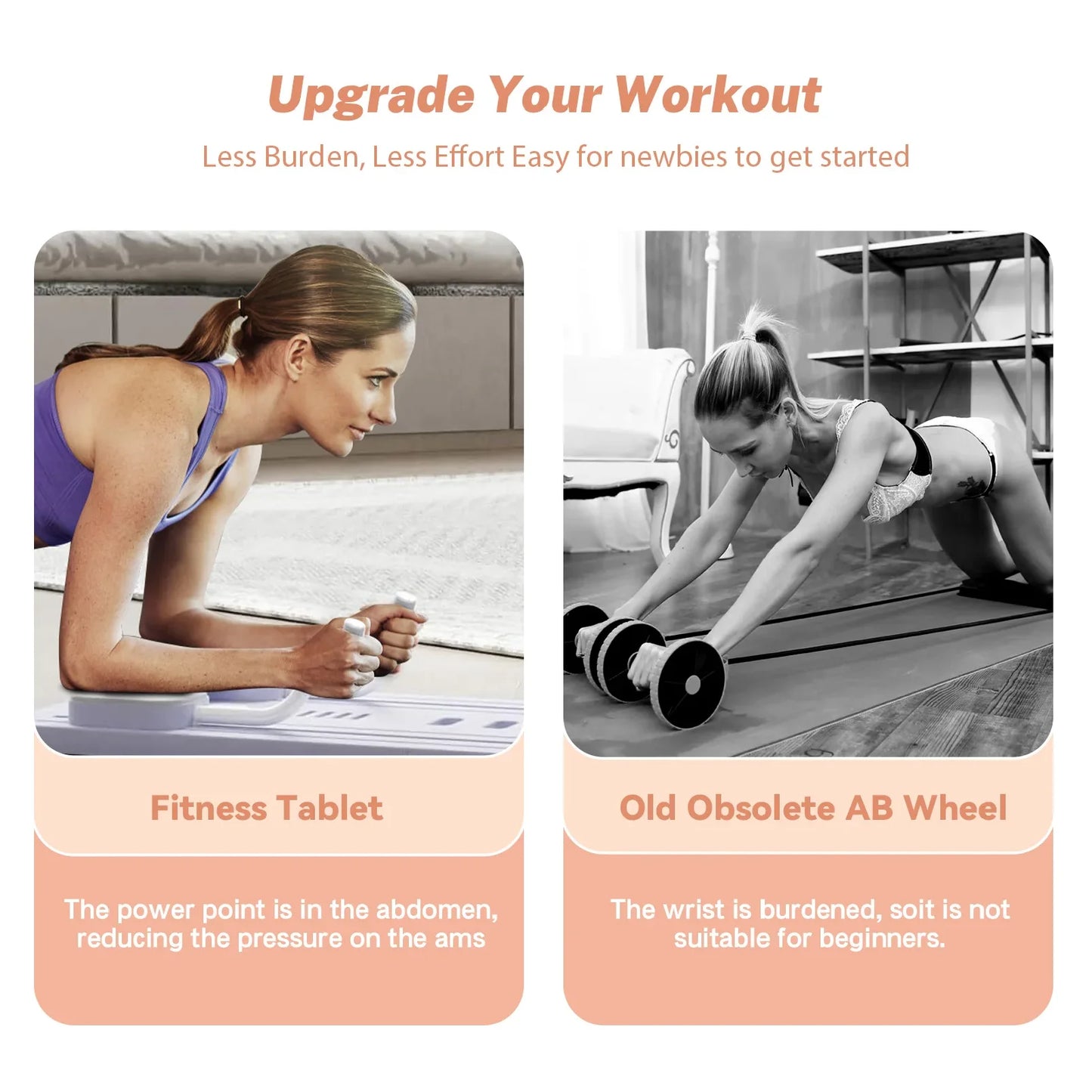 Ab Wheel Exercise Board | Core & Abdominal Trainer with Automatic Rebound | Home Gym Workout Equipment