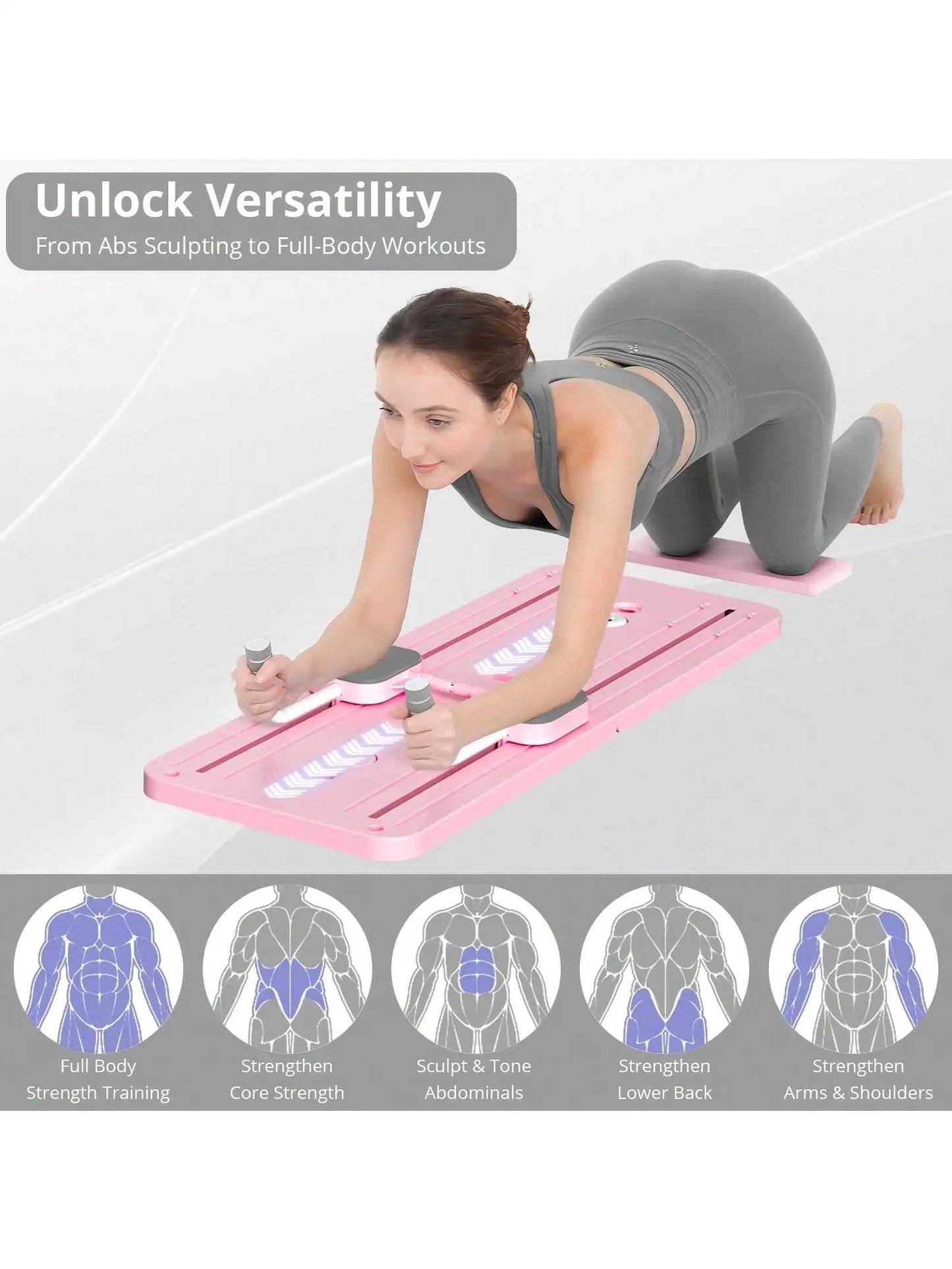 Foldable Pilates Board - Multi functional abdominal trainer, portable exercise equipment for home and gym (towel color random)