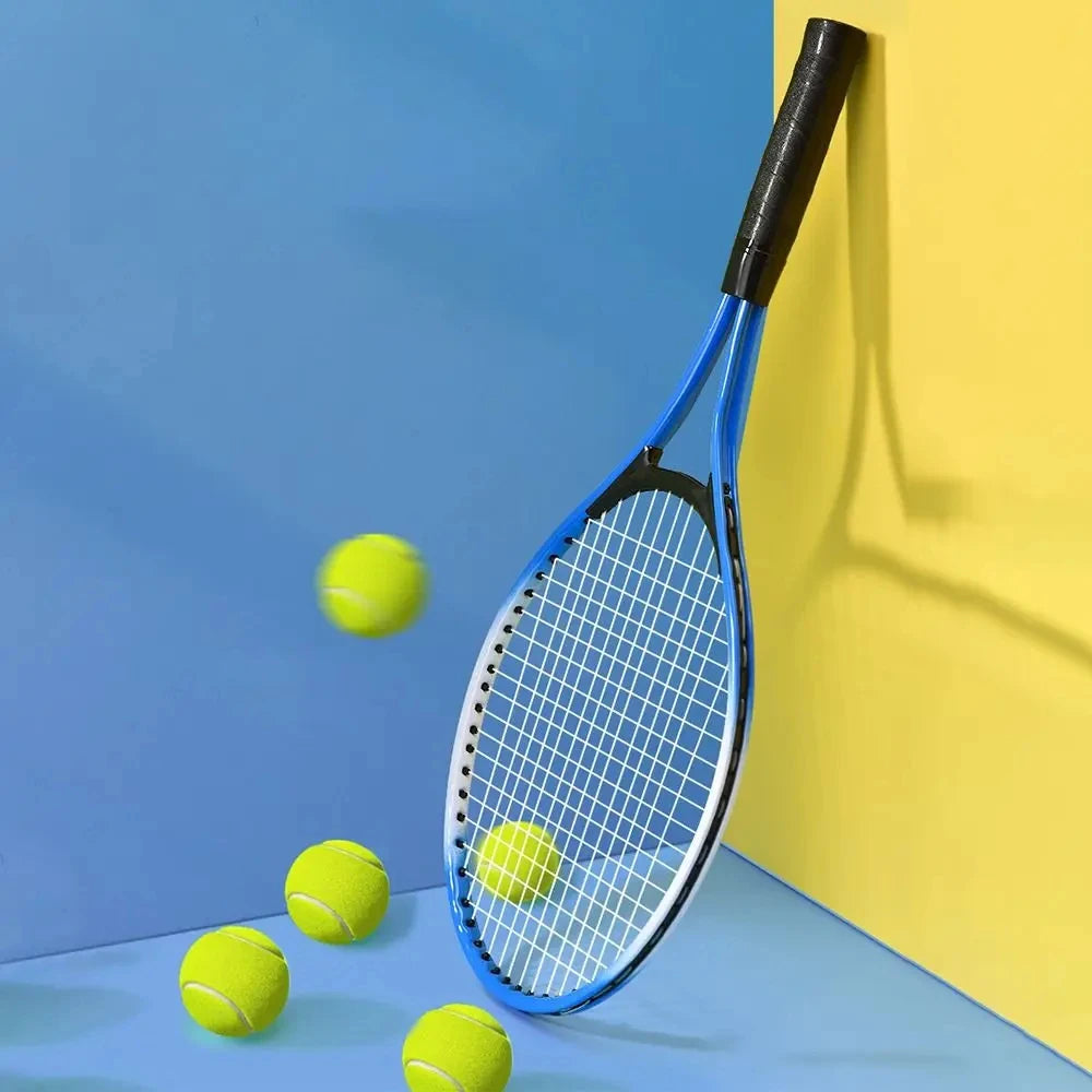 Unisex Child Tennis Racket - Professional Training Racquet Red/Blue for Beginners Shockproof Interactive for Parent/Child