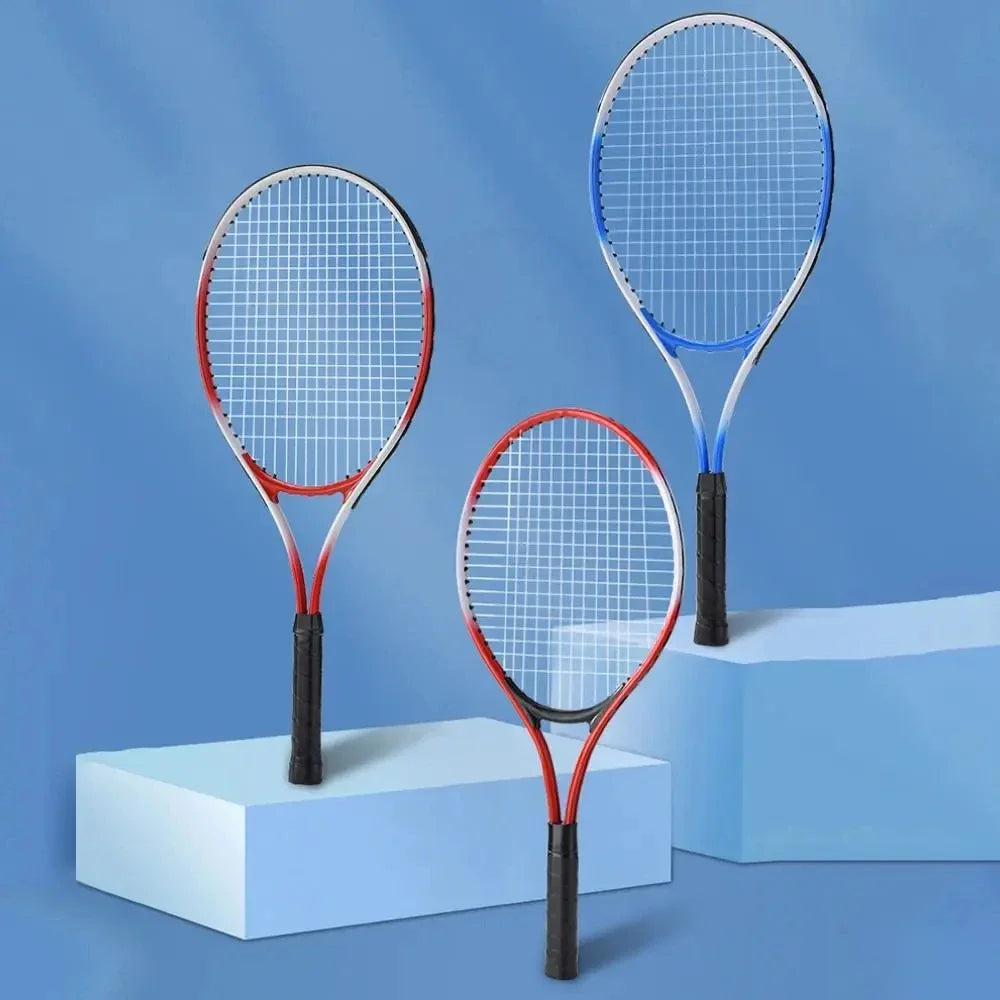 Unisex Child Tennis Racket - Professional Training Racquet Red/Blue for Beginners Shockproof Interactive for Parent/Child