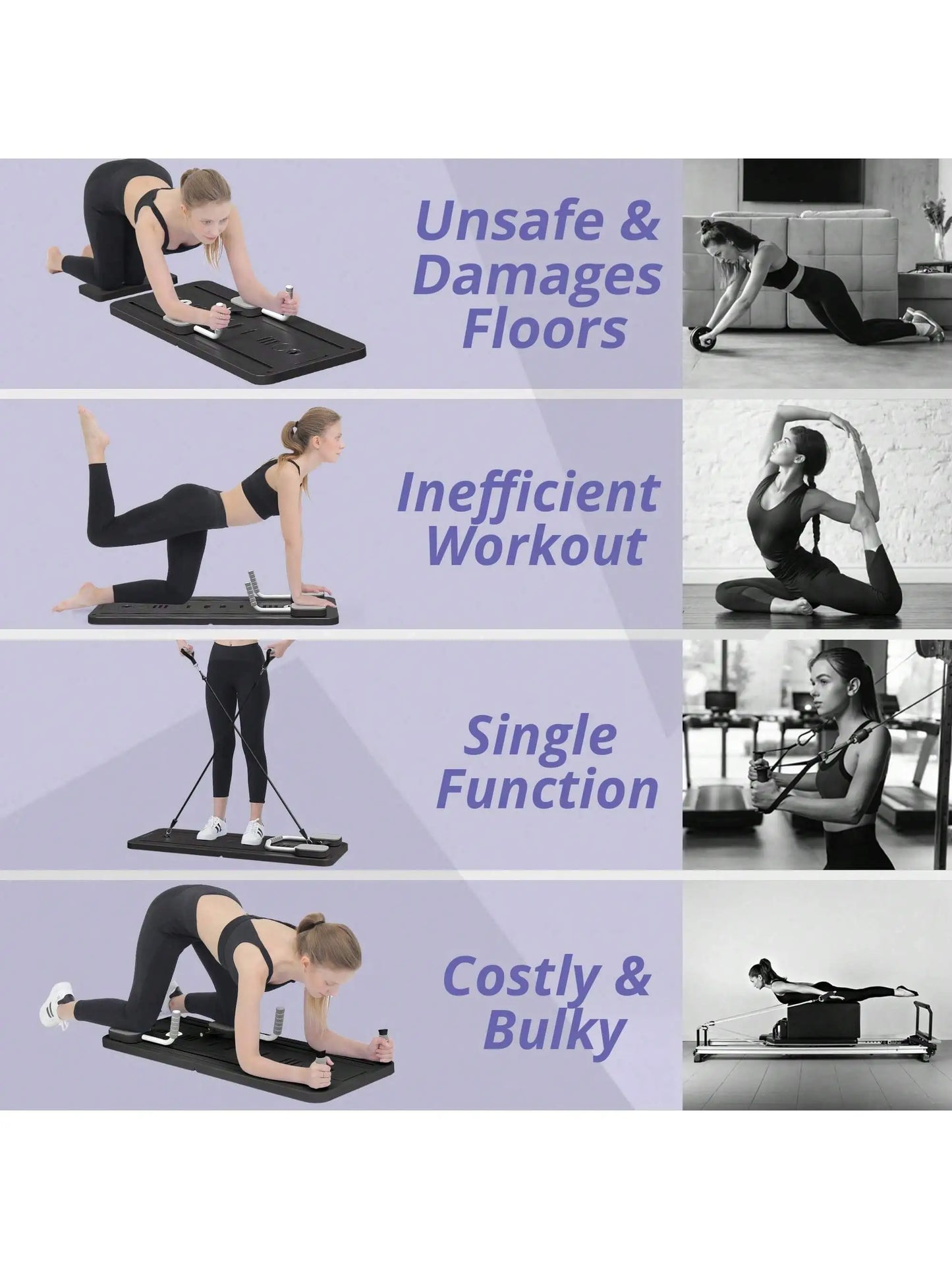 Foldable Pilates Board - Multi functional abdominal trainer, portable exercise equipment for home and gym (towel color random)